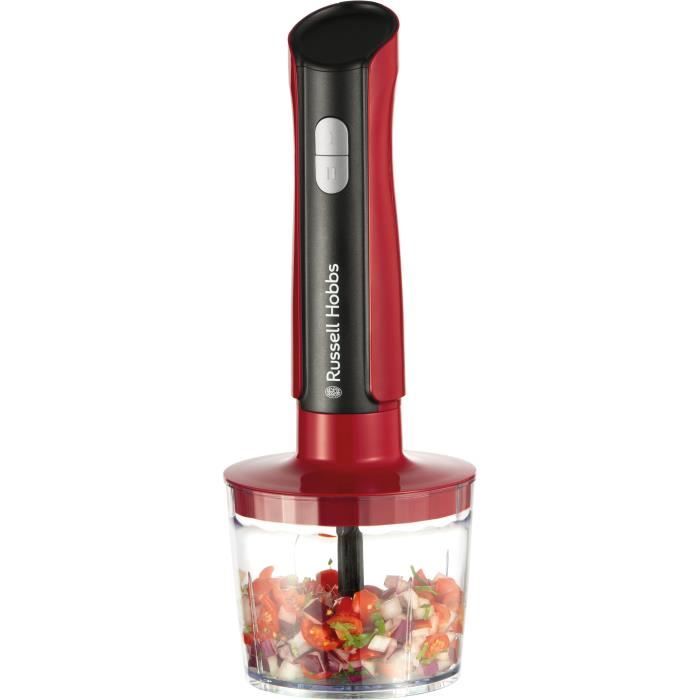 Mixeur plongeant 3en1: mixeur/hachoir/fouet - RUSSEL HOBBS - Desire Red - 500 W - 2 vitesses + Pulse - Rouge