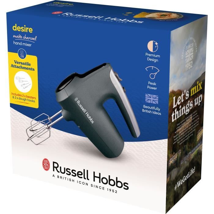 Batteur a main - RUSSEL HOBBS - Desire Matte Charcoal - 185 W - 5 vitesses - Noir