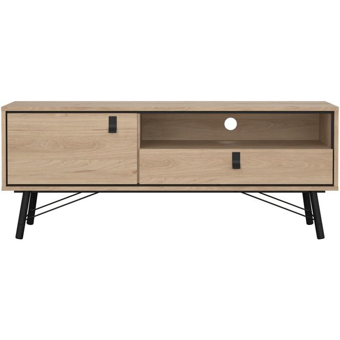 Meuble TV RY en chene Jackson Hickory - Style moderne avec rangements - 150,3 x 40,1 x 59,6 cm