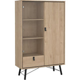 Vitrine RY en chene Jackson Hickory  2 portes dont 1 vitrée et 1 tiroir  101,8 x 40,1 x 161,8 cm