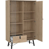 Vitrine RY en chene Jackson Hickory  2 portes dont 1 vitrée et 1 tiroir  101,8 x 40,1 x 161,8 cm