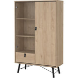 Vitrine RY en chene Jackson Hickory  2 portes dont 1 vitrée et 1 tiroir  101,8 x 40,1 x 161,8 cm