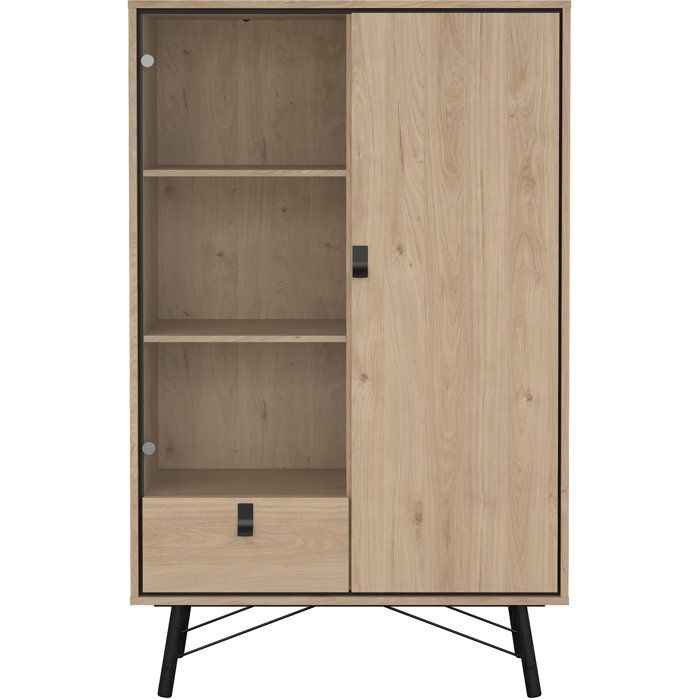 Vitrine RY en chene Jackson Hickory  2 portes dont 1 vitrée et 1 tiroir  101,8 x 40,1 x 161,8 cm