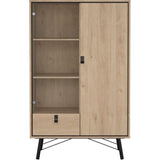 Vitrine RY en chene Jackson Hickory  2 portes dont 1 vitrée et 1 tiroir  101,8 x 40,1 x 161,8 cm