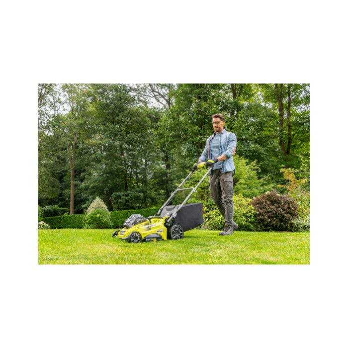 RYOBI - Tondeuse poussée 36V - Ø coupe 40 cm - ramassage et mulching - 1 batterie lithium+ 5,0 Ah et chargeur 1,7 A - RLM36X41H50G
