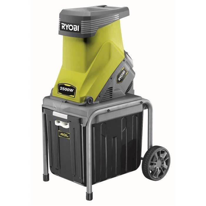 RYOBI - Broyeur de végétaux 2500 W - plateau porte-couteaux - capacité broyage 45 mm - ratio de broyage 10:1 - bac 40 L - RSH2545B