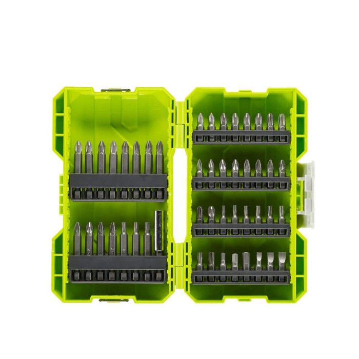 RYOBI - Coffret empilable 48 accessoires de vissage : 32 embouts 25 mm + 15 embouts 50 mm SL / PH / PZ / HEX / T - RAK48SSD