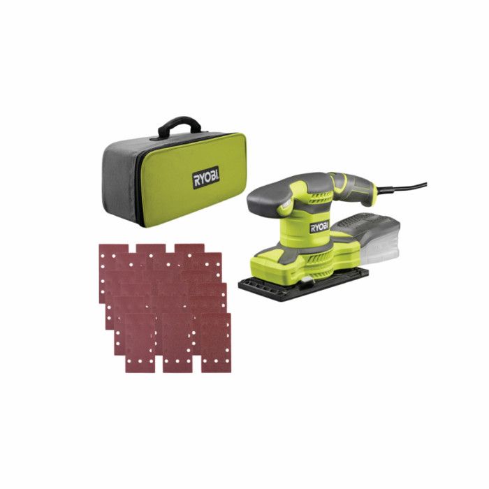 RYOBI - Ponceuse vibrante 1/3 de feuille 280 W - 7 000-13 000 osc/min - Livrée en sac de transport avec 30 abrasifs - RSS280-SA30
