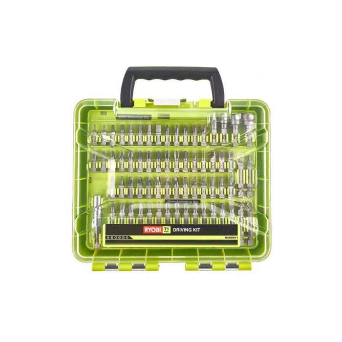 RYOBI - Mallette 71 accessoires de vissage mixtes : 43 embouts 25 mm, 18 embouts 50 mm + 9 douilles & 1 porte-embout - RAKDD71