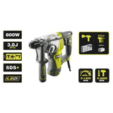 RYOBI - Perforateur burineur SDS+ 800 W 4 modes - 3,0 Joules Epta + coffret, butée, poignée 360° & foret SDS+ 6 mm - RSDS800-KC