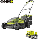 RYOBI - Tondeuse poussée 18V ONE+ - Ø coupe 37 cm - ramassage et mulching + 1 batterie 4,0 Ah et chargeur 2,0 A - RY18LM37A-140