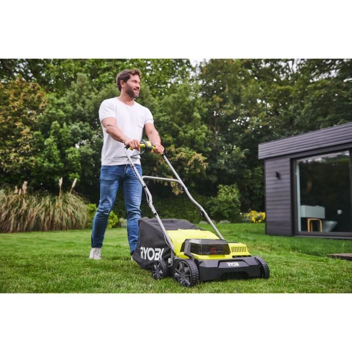 RYOBI - Scarificateur / aÈrateur 18V Brushless ÿ 35 cm 2-en-1 - 2 batteries lithium+ 18V 4,0 Ah et chargeur - RY18SFX35A-240