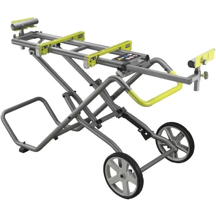 RYOBI - Support universel a roulettes pour scie a coupe d'onglets - ajust. levier - pliable - extension 2 790 mm - 27 kg - RLSW01