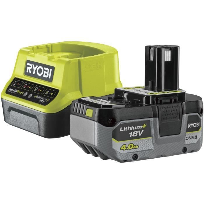 RYOBI - 1 batterie lithium+ 18V ONE+ 4,0 Ah compacte et 1 chargeur rapide 2,0 A  - RC18120-140X