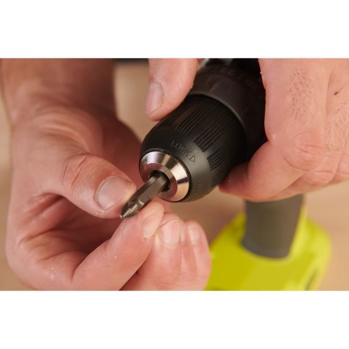 Perceuse-visseuse a percussion sans fil compacte - RYOBI - R18PD2-215G - 18V - Mandrin 10 mm - 2 batteries 1,5 Ah & chargeur 1,5 A
