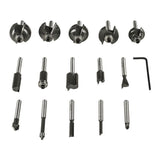 RYOBI - Coffret 15 fraises panachÈes queue diam. 6 mm + clÈ pour dÈfonceuses R18TR-0 / R18TR-0 / RRT1600 / ERT1400RV - RAKRBS15