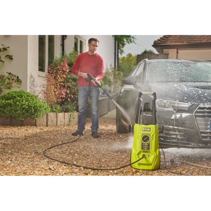 RYOBI - Nettoyeur haute pression 1600 W 130 bars - 420 L - flexible 5m, réservoir 0,9L + lances vario & turbo et brosse - RY130PWA
