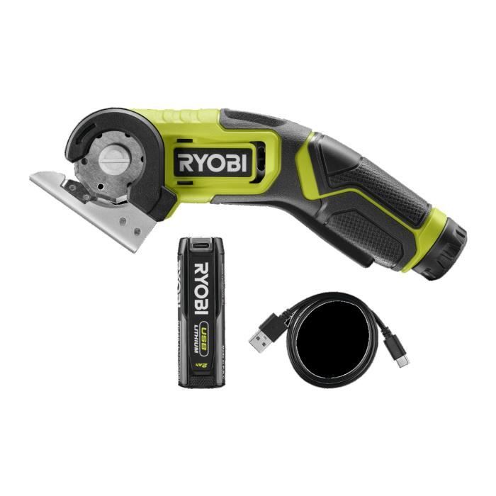 RYOBI - Mini-scie 4V USB Lithium - Câble USB C - 1 batterie 2,0 Ah - Livrée avec 1 lame 38 mm - RCT4-120G