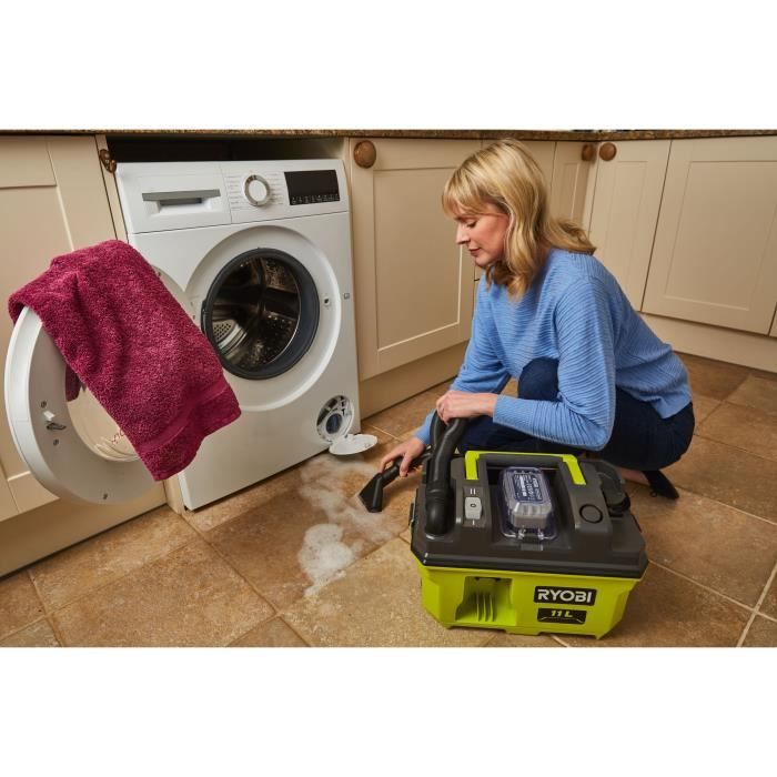 RYOBI - Aspirateur d'atelier 18V ONE+ - 11,8 kPa - collecteur 11 L - Avec accessoires & adaptateur pour outils ONE+ - RV1811
