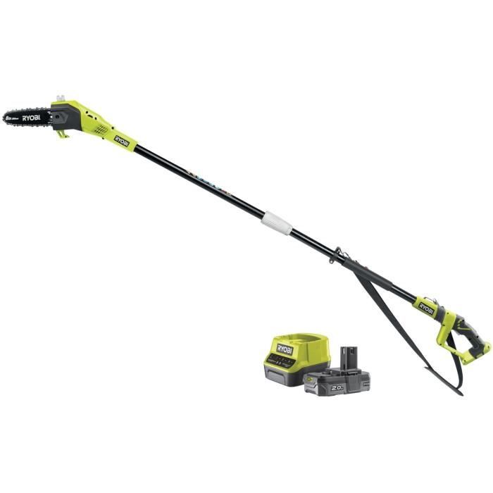 RYOBI - …lagueur sur perche 18V - guide 20 cm - 5,5 m/s - tube d'extension 95 cm fourni - batterie 2,0 Ah & chargeur - RPP182020