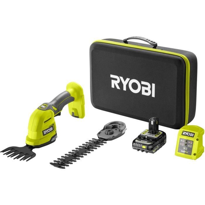 RYOBI - Cisaille a gazon / sculpteur de végétaux 18V ONE+ - Mallette de rangement + batterie 2,0 Ah & chargeur - RY18GSA-120T