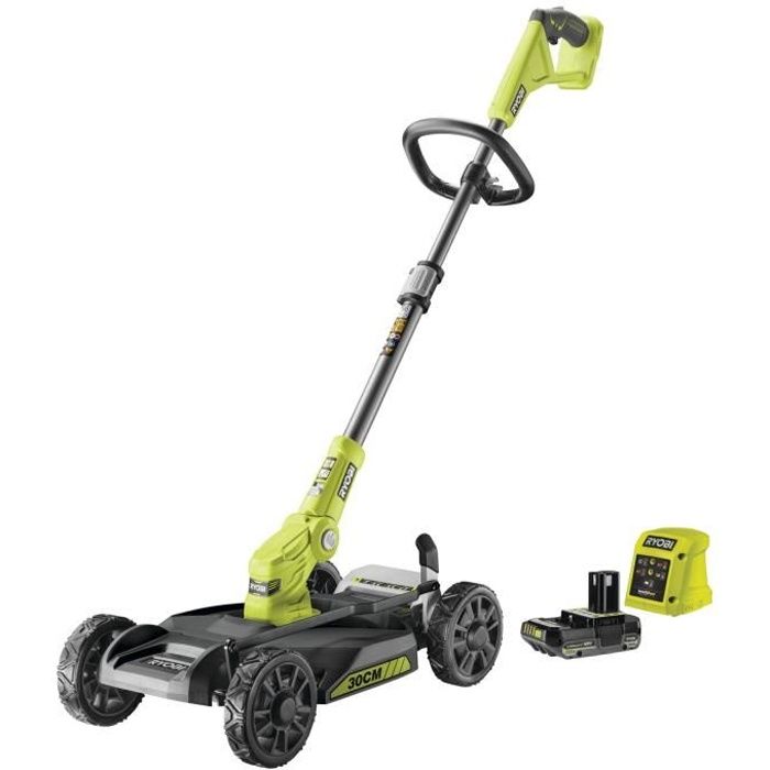 RYOBI - Tondeuse 3-en-1 18V ONE+ - Tondeuse / coupe-bordures / dresse-bord. - coupe 30 cm + batterie 2 Ah & charg. - RY18LMC30A-120