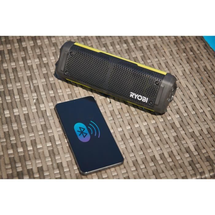Enceinte Bluetooth - RYOBI - 4V - IP67 - Câble USB-C - 1 batterie 4V 2,0 Ah USB Lithium