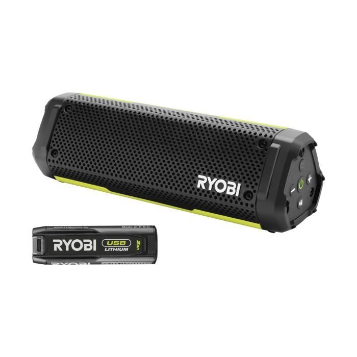 Enceinte Bluetooth - RYOBI - 4V - IP67 - Câble USB-C - 1 batterie 4V 2,0 Ah USB Lithium
