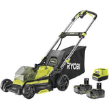 RYOBI - Tondeuse poussée 18V Brushless - Ø coupe 40 cm - ramassage et mulching  - 2 batteries 18V 4,0 Ah & chargeur - RY18LMX40C-240