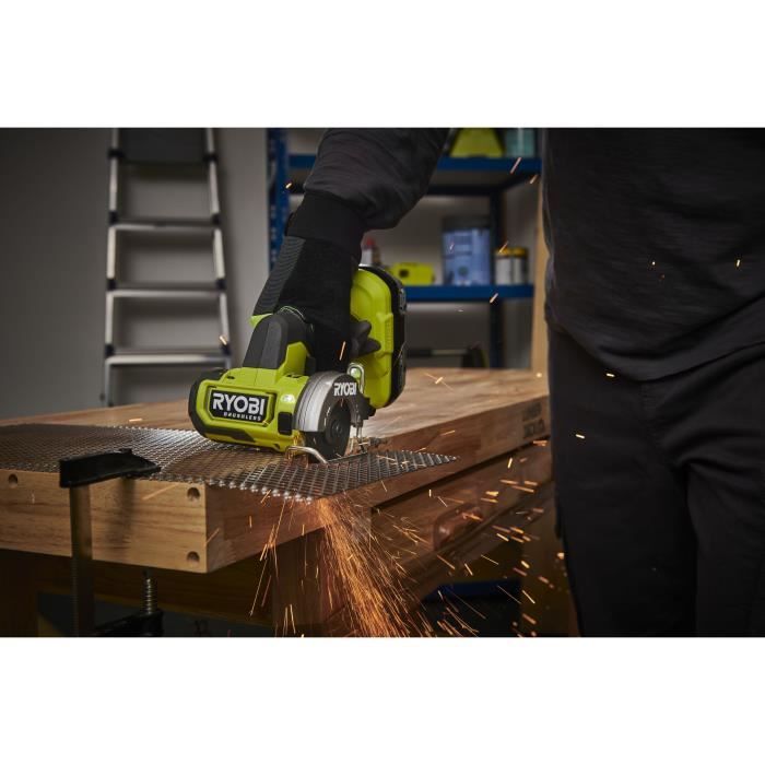 Meuleuse compacte - RYOBI - Brushless - 18V - Compacte diam. 76 mm - 20 000 tr/min - Capacité de coupe 16 mm