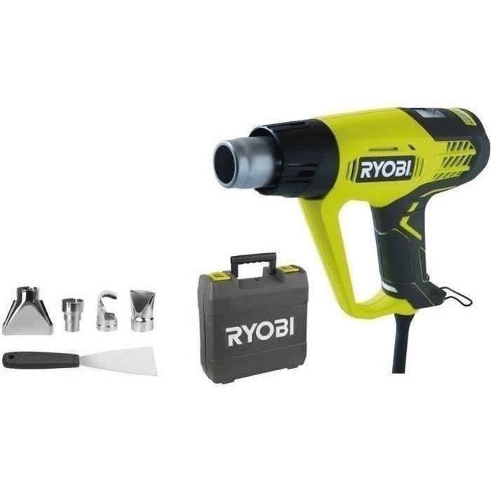 RYOBI - Décapeur thermique 2 000 W - 2 températures 50 / 650°C - affichage LCD - En coffret avec 1 grattoir et 4 buses - EHG2020LCD