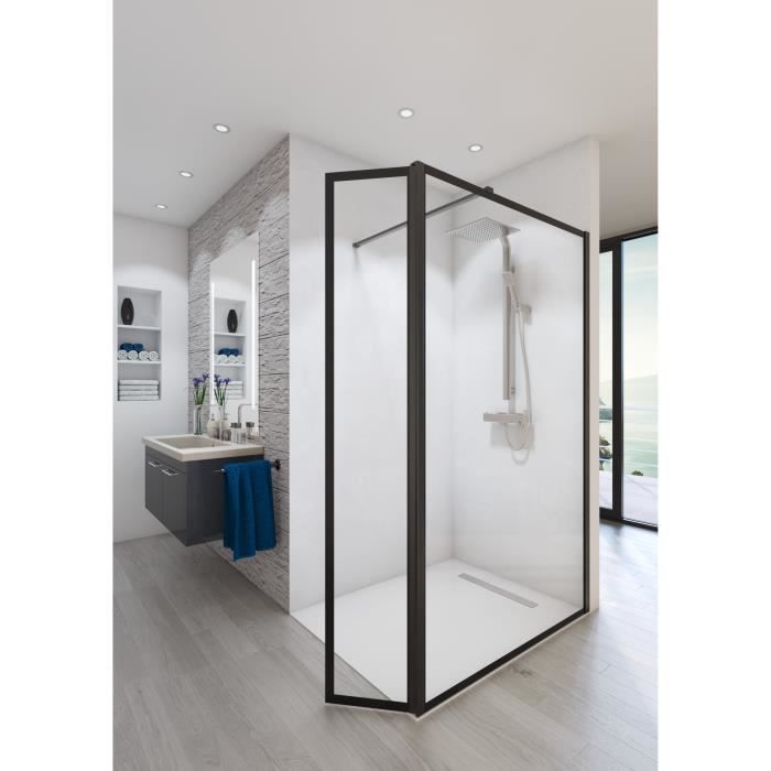 AURYS Paroi de douche en kit BALEARES  ATELIER N°4 - Verre Timeless 8 mm trempé by Saint-Gobain - L.120 cm x  H.198 cm