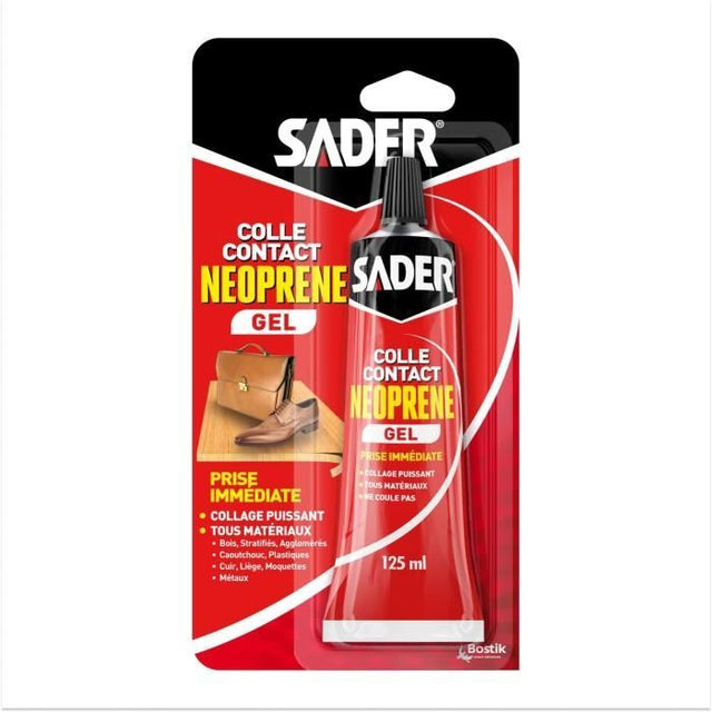 Colle contact néoprene gel extra forte - SADER - Tous matériaux - Prise immédiate - Tube 125 ml