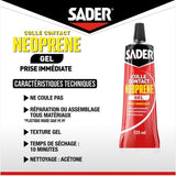 Colle contact néoprene gel extra forte - SADER - Tous matériaux - Prise immédiate - Tube 125 ml