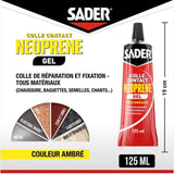 Colle contact néoprene gel extra forte - SADER - Tous matériaux - Prise immédiate - Tube 125 ml