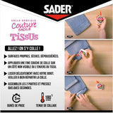 Colle textile - SADER - Tissus et textiles - Ourlets et customisation - Résiste aux lavages - Transparent - Flacon 40 ml