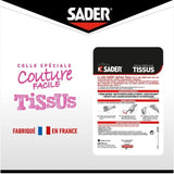 Colle textile - SADER - Tissus et textiles - Ourlets et customisation - Résiste aux lavages - Transparent - Flacon 40 ml
