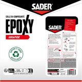 Colle époxy - SADER - Bi-composant rapide - Tous supports - Forte et résistante - Transparent - Seringue 25 ml