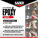 Colle époxy - SADER - Bi-composant rapide - Tous supports - Forte et résistante - Transparent - Seringue 25 ml