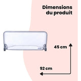 SAFETY 1ST Barriere de lit 90cm, 18 mois-5 ans, inclinable, Tissu lavable en maille, Auto-verrouillage, Gris/blanc
