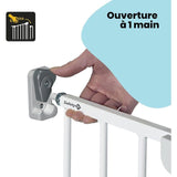 SAFETY 1ST Barriere de sécurité wall-fix extending, largeur de 62 a 102 cm, Ouverture d'une main des 2 sens - métal blanc, fixation