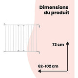 SAFETY 1ST Barriere de sécurité wall-fix extending, largeur de 62 a 102 cm, Ouverture d'une main des 2 sens - métal blanc, fixation