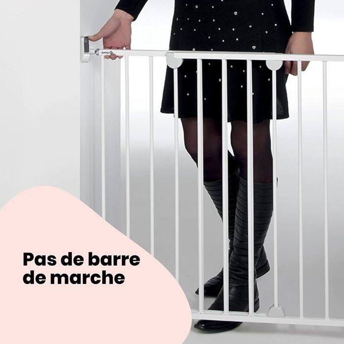 SAFETY 1ST Barriere de sécurité wall-fix extending, largeur de 62 a 102 cm, Ouverture d'une main des 2 sens - métal blanc, fixation