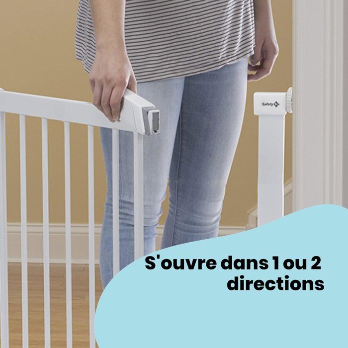 Barriere de sécurité Flat Step - SAFETY 1ST - Blanc - Métal - 73-80 cm - Pression sans vis ni perçage, barre de sol plate