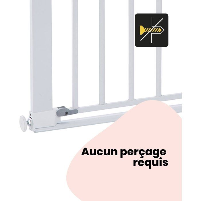Barriere de sécurité Flat Step - SAFETY 1ST - Blanc - Métal - 73-80 cm - Pression sans vis ni perçage, barre de sol plate