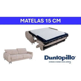 Canapé convertible express - 2 / 3 places - SAFIA - Tissu gauffré - Beige - Matelas 15 cm - 206 x 105 x 76/94 cm - DUNLOPILLO