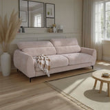 Canapé convertible express - 2 / 3 places - SAFIA - Tissu gauffré - Beige - Matelas 15 cm - 206 x 105 x 76/94 cm - DUNLOPILLO