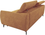 Canapé convertible express - 2 / 3 places - SAFIA - Tissu gauffré - Ocre - Matelas 15 cm - 206 x 105 x 76/94 cm - DUNLOPILLO