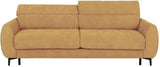 Canapé convertible express - 2 / 3 places - SAFIA - Tissu gauffré - Ocre - Matelas 15 cm - 206 x 105 x 76/94 cm - DUNLOPILLO