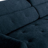 Canapé convertible express - 2 / 3 places - SAFIA - Tissu gauffré - Saphir - Matelas 15 cm - 206 x 105 x 76/94 cm - DUNLOPILLO